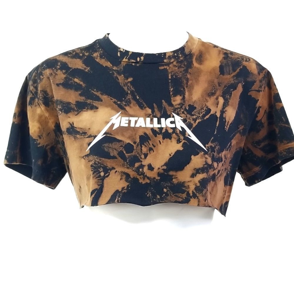 METALLICA Acid Washed, Distressed "Cropped" Crop Top (Band Tee) Rock Tee Rap Tee